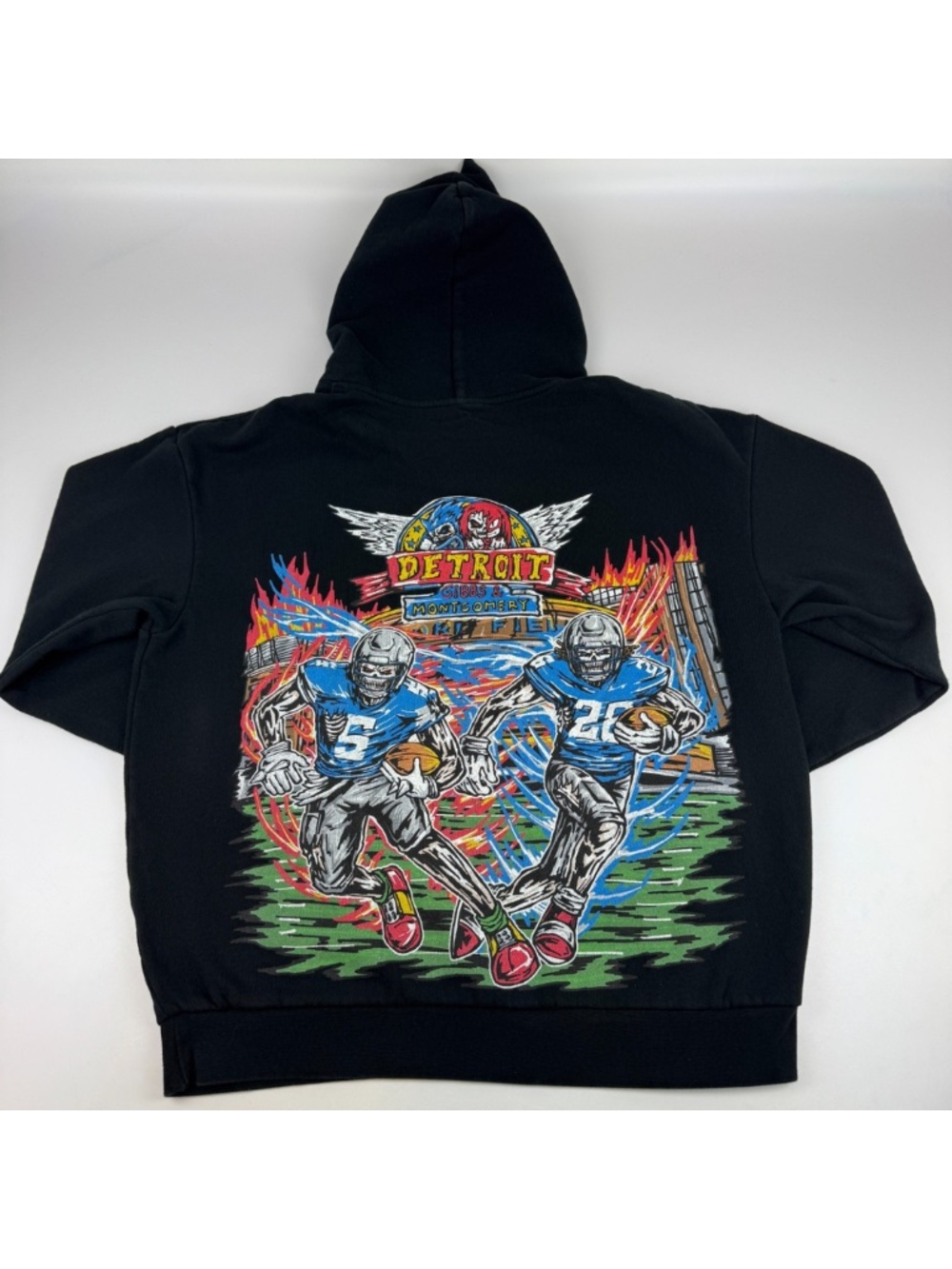 Detroit X Mens Size M Gibbs Montgomery Sonic Knuckles Hoodie Sweatshirt Lions